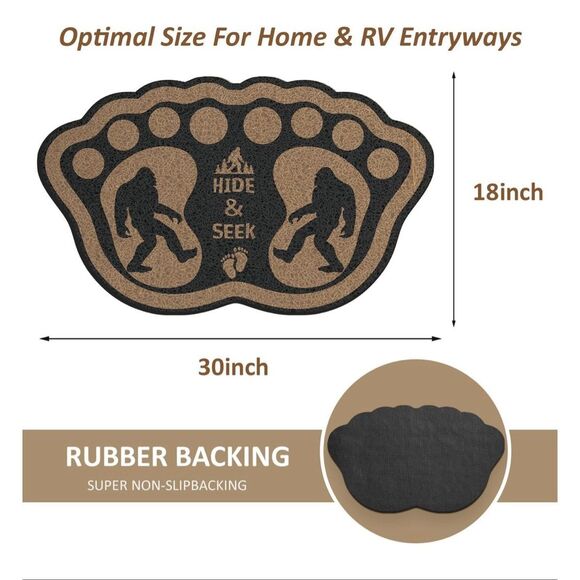 New! Hide and Seek Big Foot Shaped Sasquatch Floor Door Mats 2 Pack - Picture 5 of 7